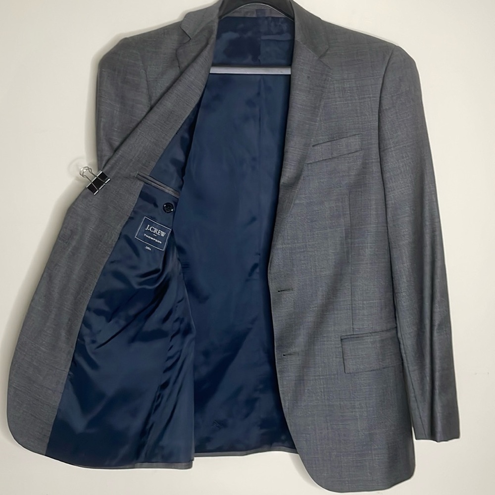 J.Crew Mens Thompson Slim Fit Suit Worsted Wool Gray jacket 36S pant 30 waist - Picture 6 of 17